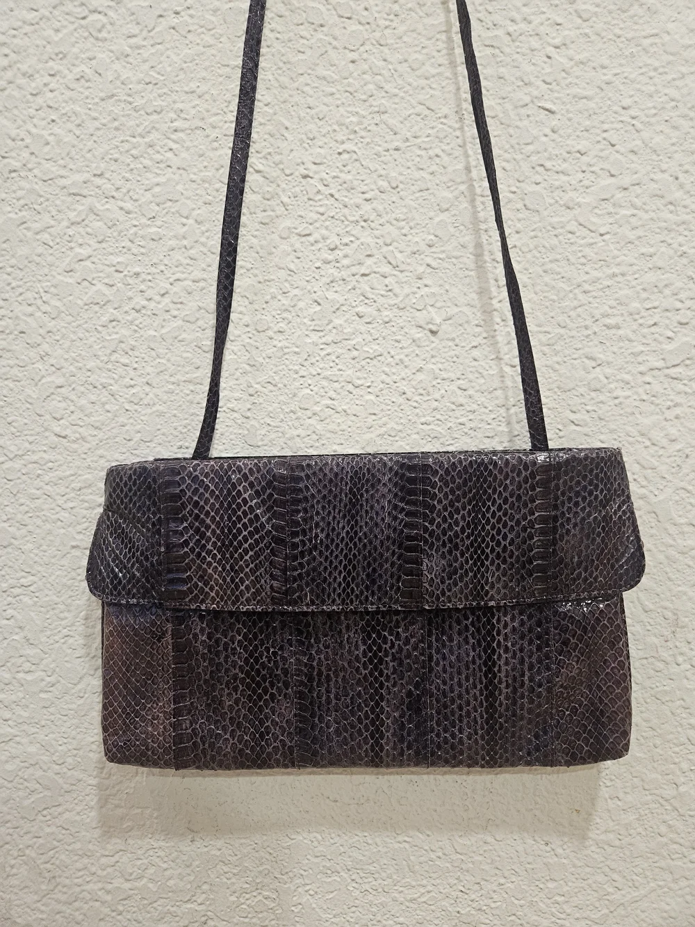 Vintage Joseph Genuine Purple Snakeskin Convertible Envelope Clutch Bag